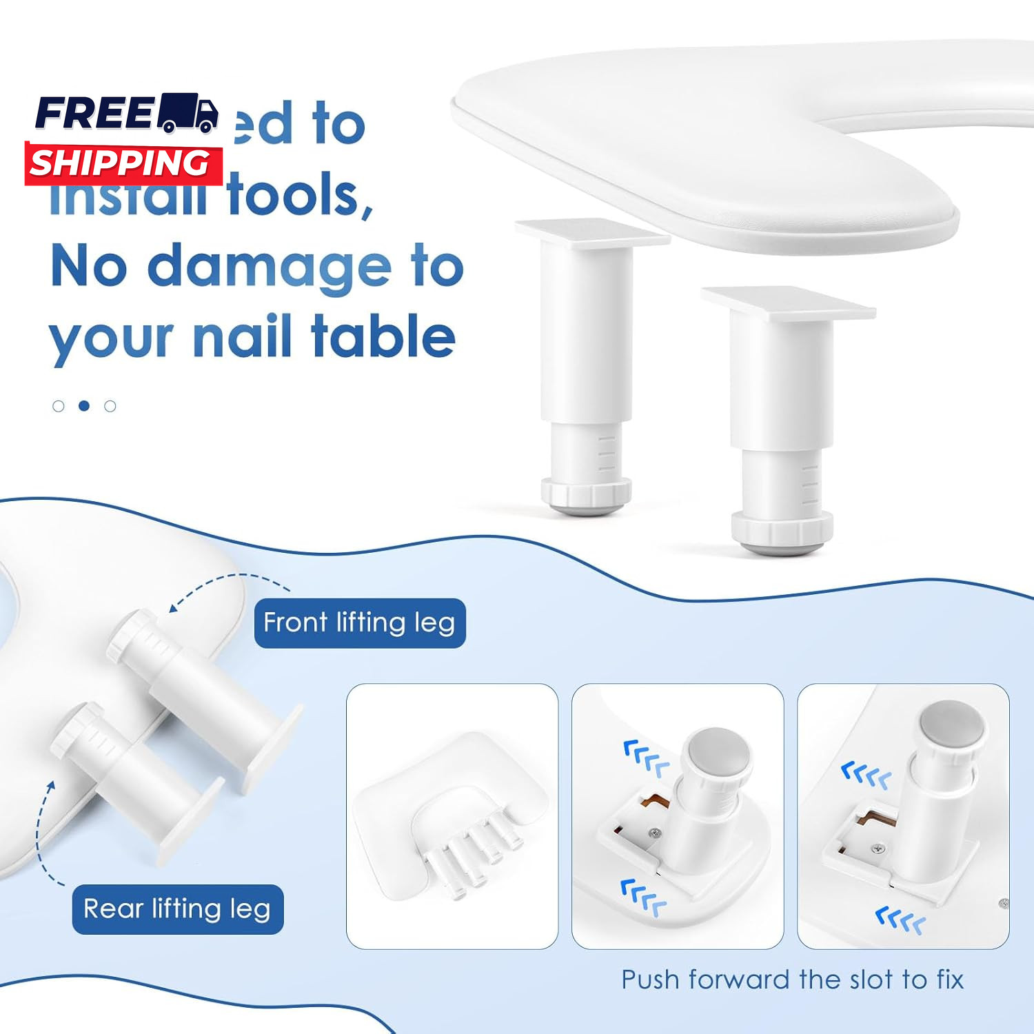 Manicure Arm Rest for Nails Tech: U Shaped Adjustable Nail Armrest White PU
