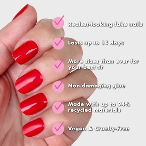 Instant Mani Press-On Nails (Glue) | 42 Fake Nails, 21 Sizes | Non-Toxic,