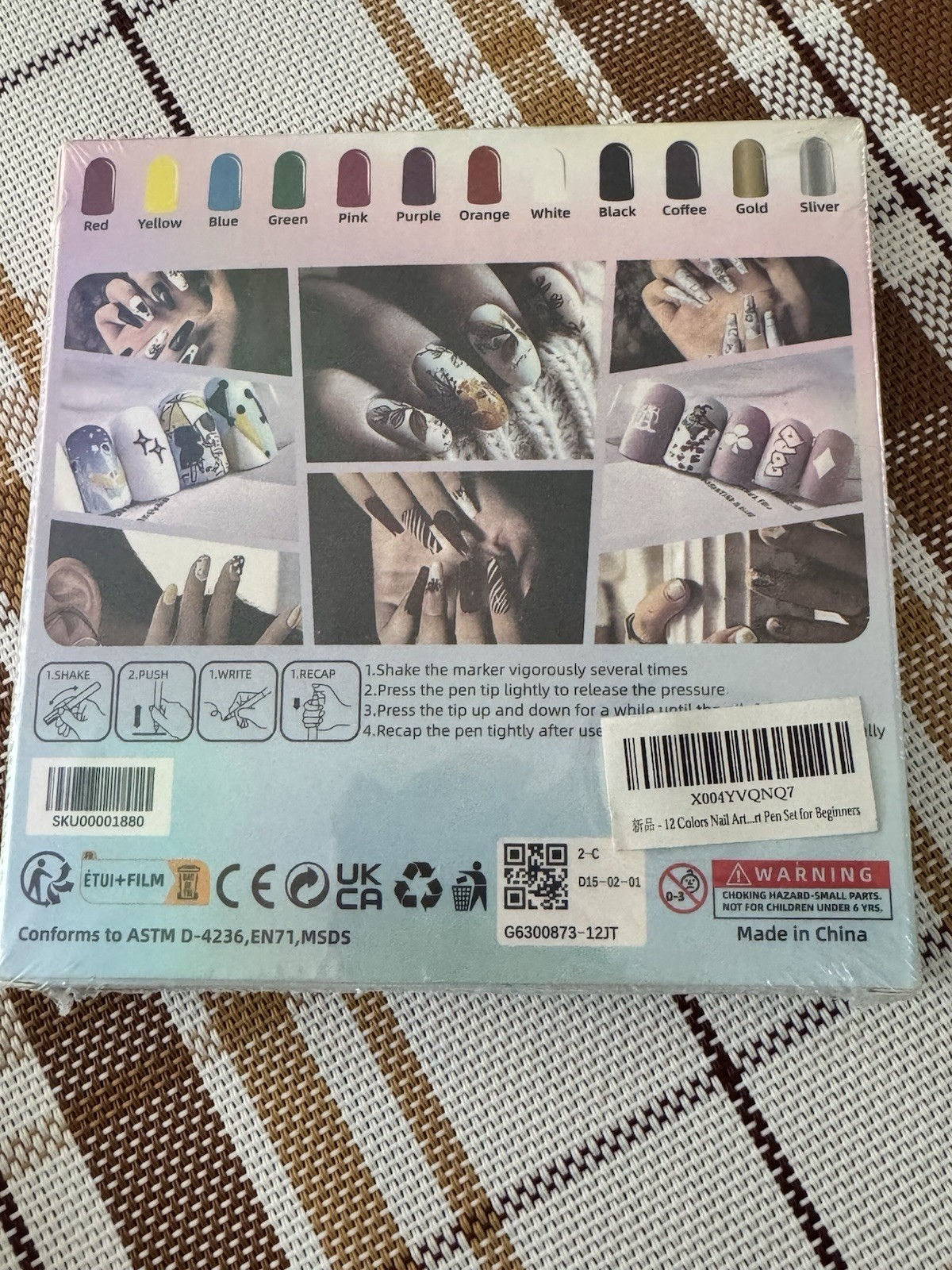 12 Colors Nail Art Marker Pens Water-Based Quick Dry Easy to Color 0.5mm