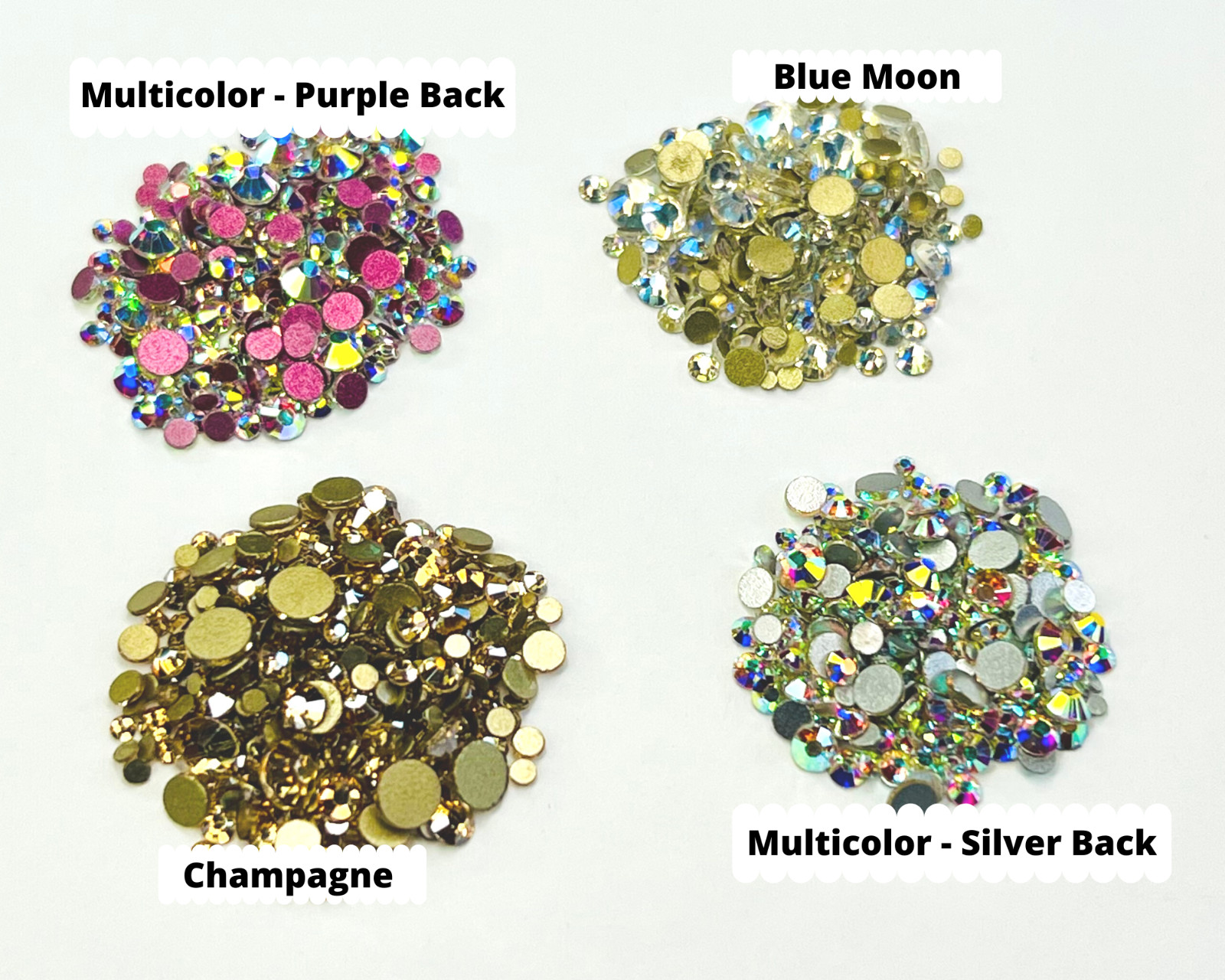 Rhinestones Blue Multi Champagne AB Crystal Nail Art Charms Flatback 1440pcs