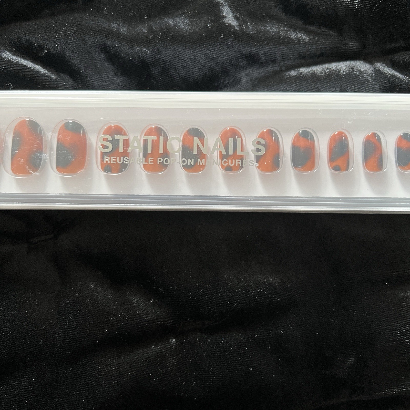 🍎 Static Nails Tortoise Shell Round Reusable Pop-On Nails New in Box 💋