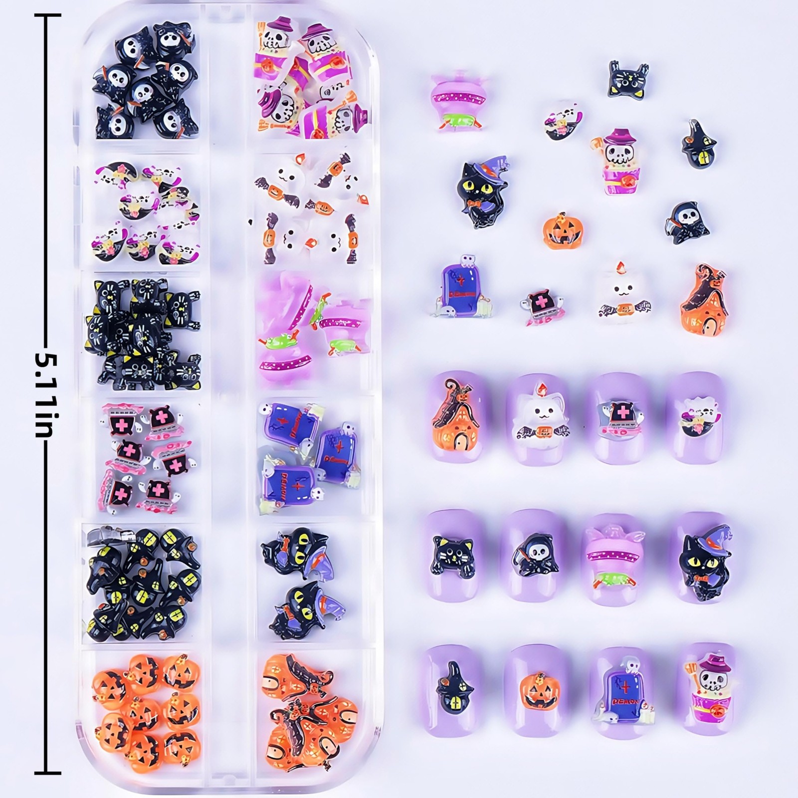 Halloween Resin Nail Charms Pumpkin Ghost Art Accessories for DIY Nails Art