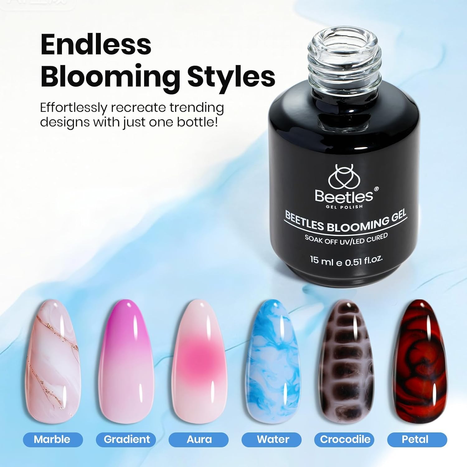 Beetles Blooming l 15ml Clear Uv Led Aura Nails l Polish for Spreading