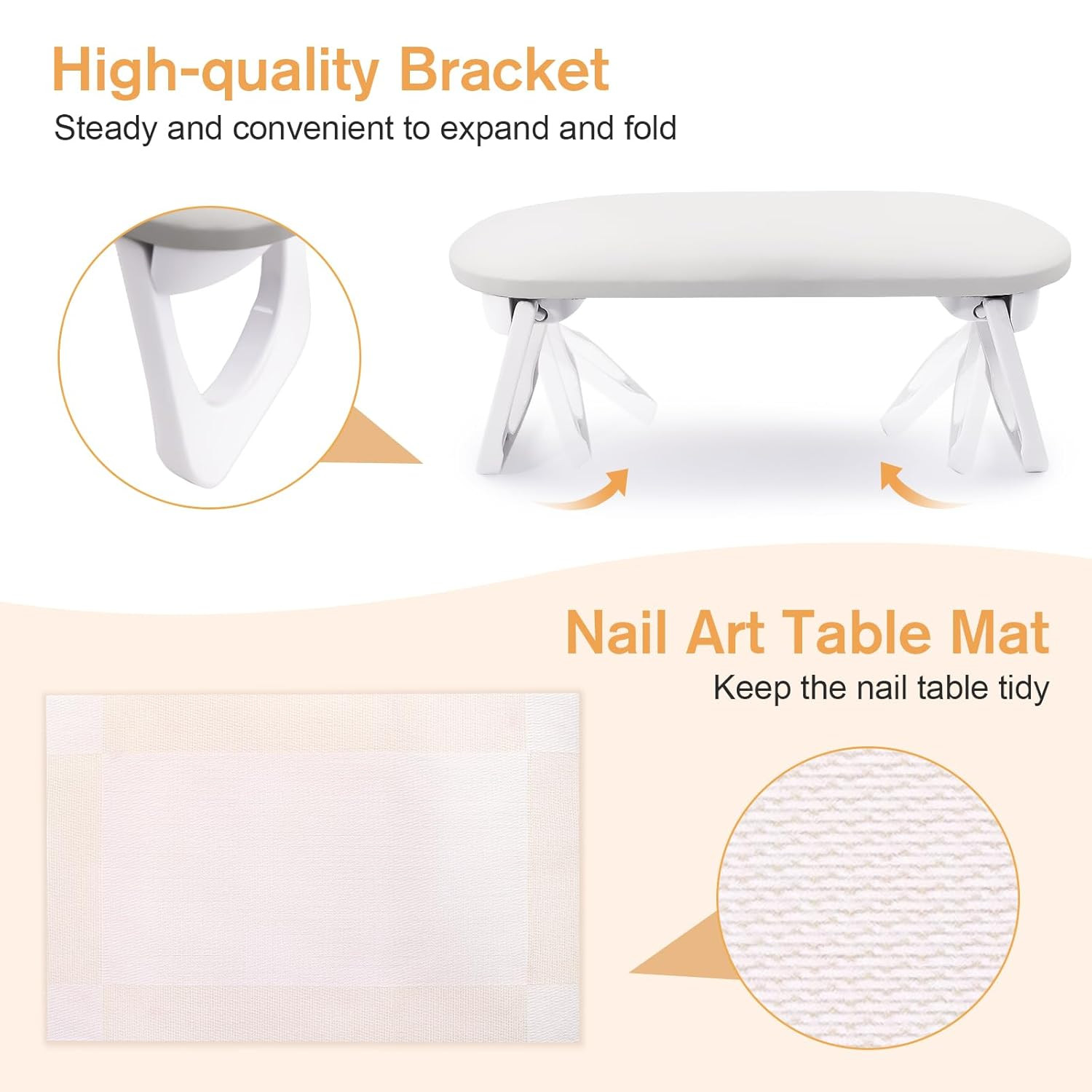 Nail Arm Rest, Foldable PU Leather Nail Hand Rest for Acrylic Nails Cushion Hand