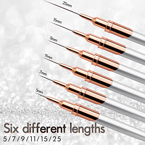 6pcs Nail Art Brushes Liner Striping Brush, Super Fine Nail Art Long Striper