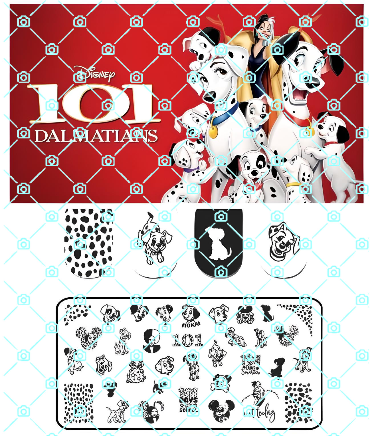 High- Quality Durable Stainless Steel Disney’s 101 Dalmatian Nail Stamping Plate