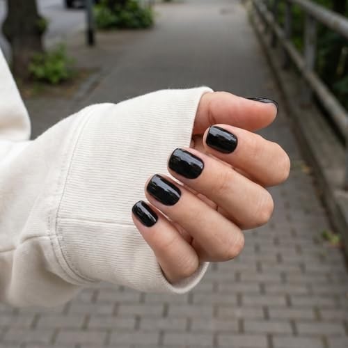 Black Square Nails – Extra Short Press – 32 Pcs – Salon Quality – Black