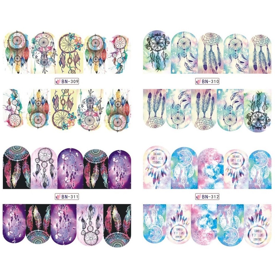 Nail Stickers Water Transfer Dreamcatcher Design Full Wraps Cover Decals Blur UK