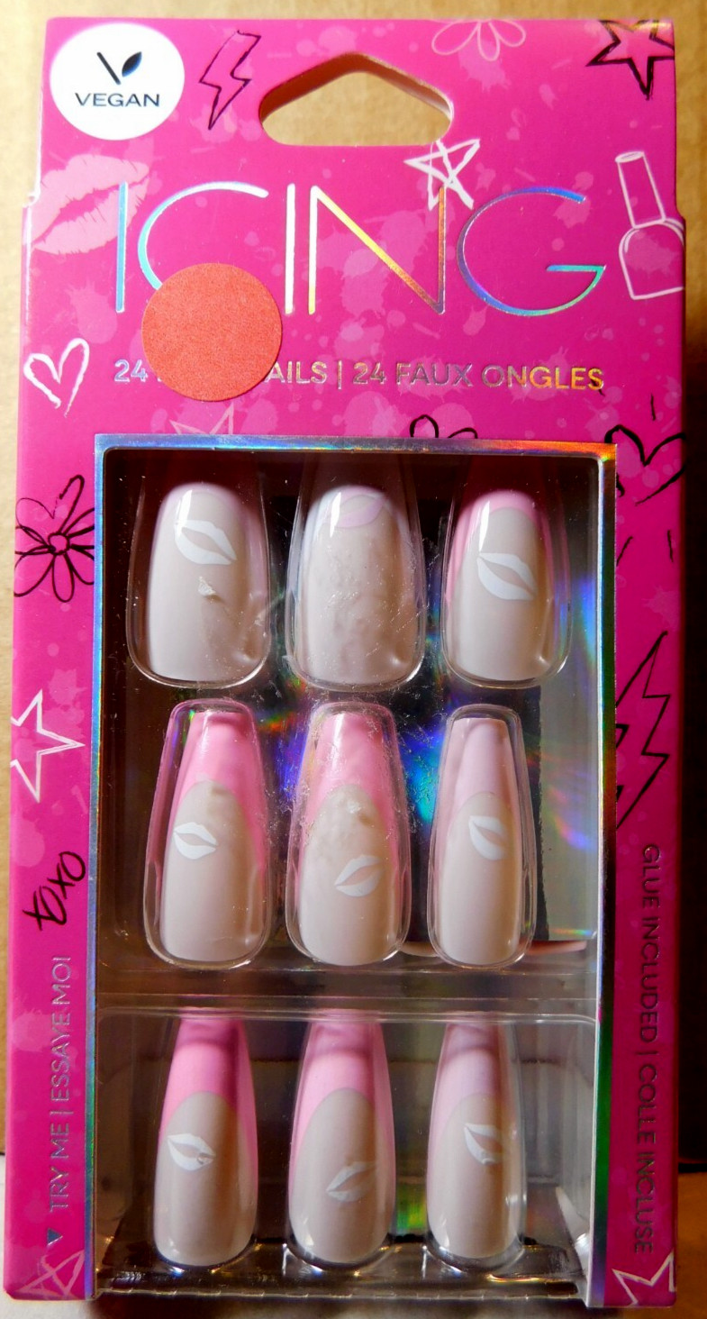 CBI Distributing Corp.~Icing 24 Faux Nails Vegan Pink, Tan, & White Lips