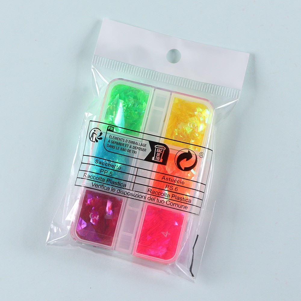 6 Grid DIY Nail Art Sequins Mixed Colors Nails Decoration Flakes Glitter