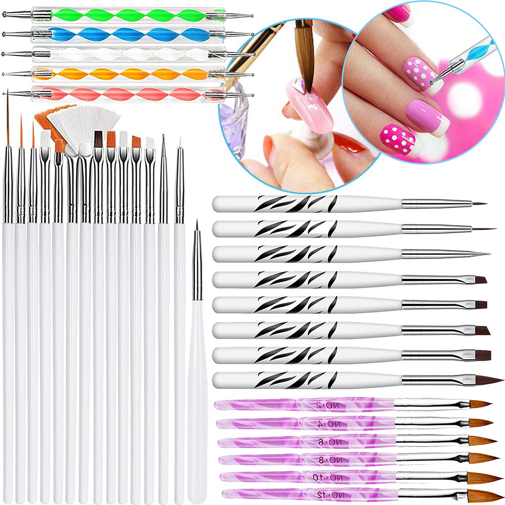 Nail Art Brushes Set 3D Nail Extension Brush Double Head Dotting Pen UV Gel Nail