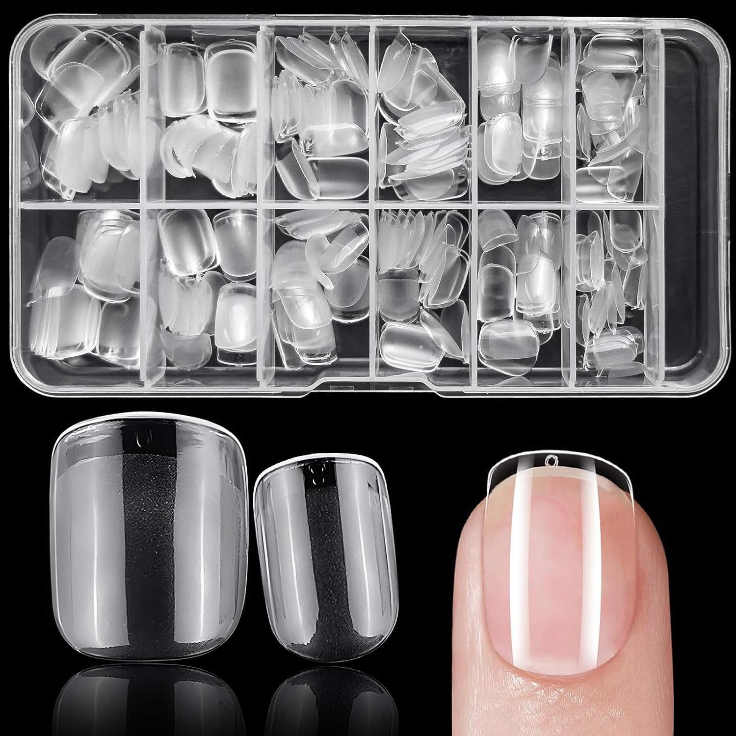 240Pc Square Gel Nail Tips Short Fake Nails Clear Press on Nails Acrylic Nails