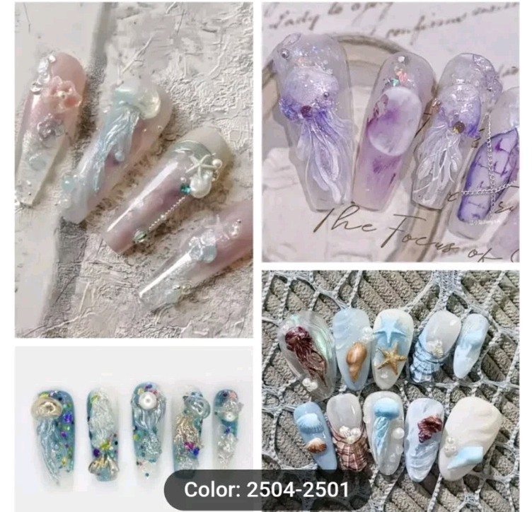 1pc Silicone Manicure Carving Mould 3D Sea Themed Mold Tool for Nail Decorations