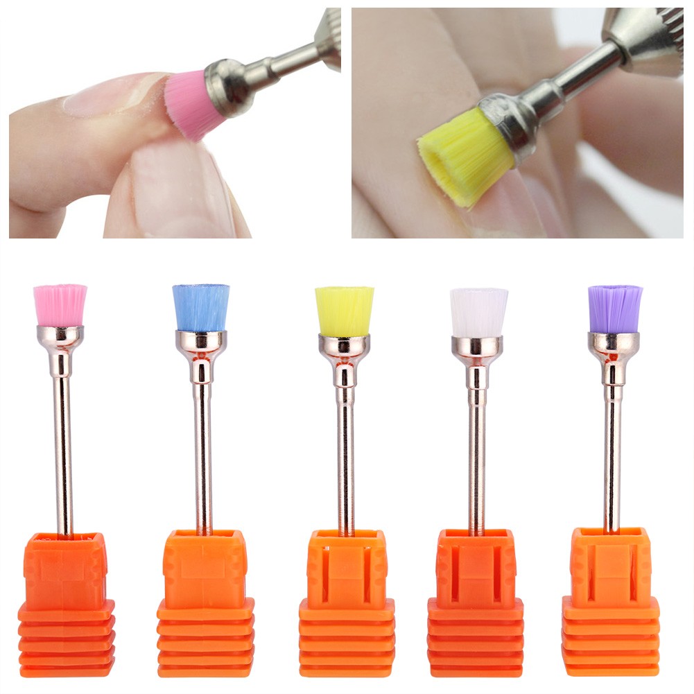 5pcs Nail Polish Grind Drill Clean Brush Head For Electric Nail Drill Machine