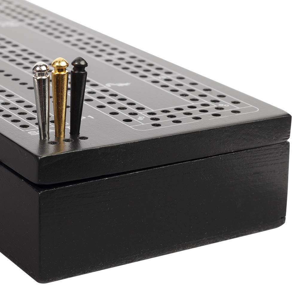 WE Games 3 Player Wood Cribbage Set – Easy 10 x 3.5 x 1.5 inches, Black Stain