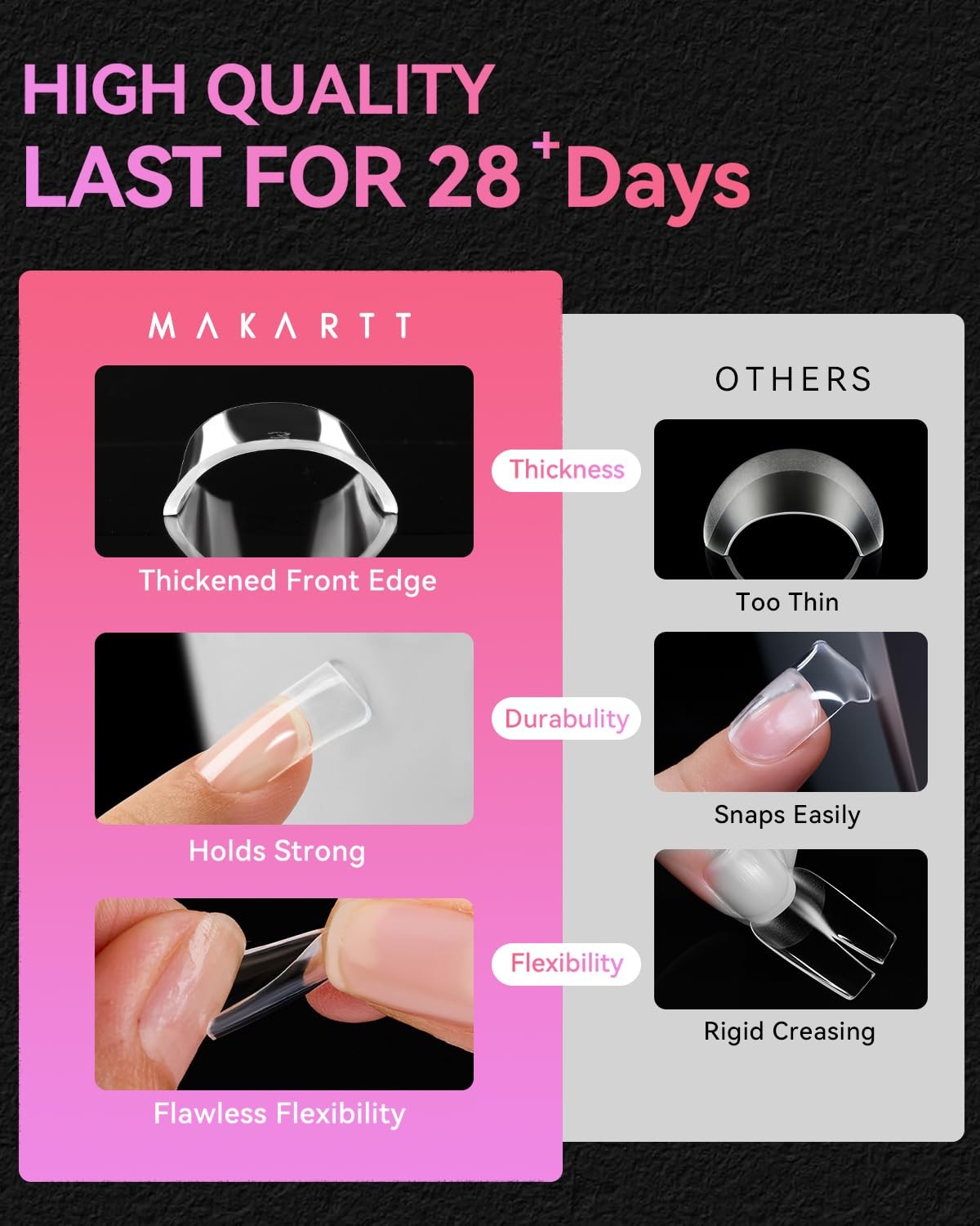 Makartt 504 PCS Duck Nail Tips Clear Flare Full Cover