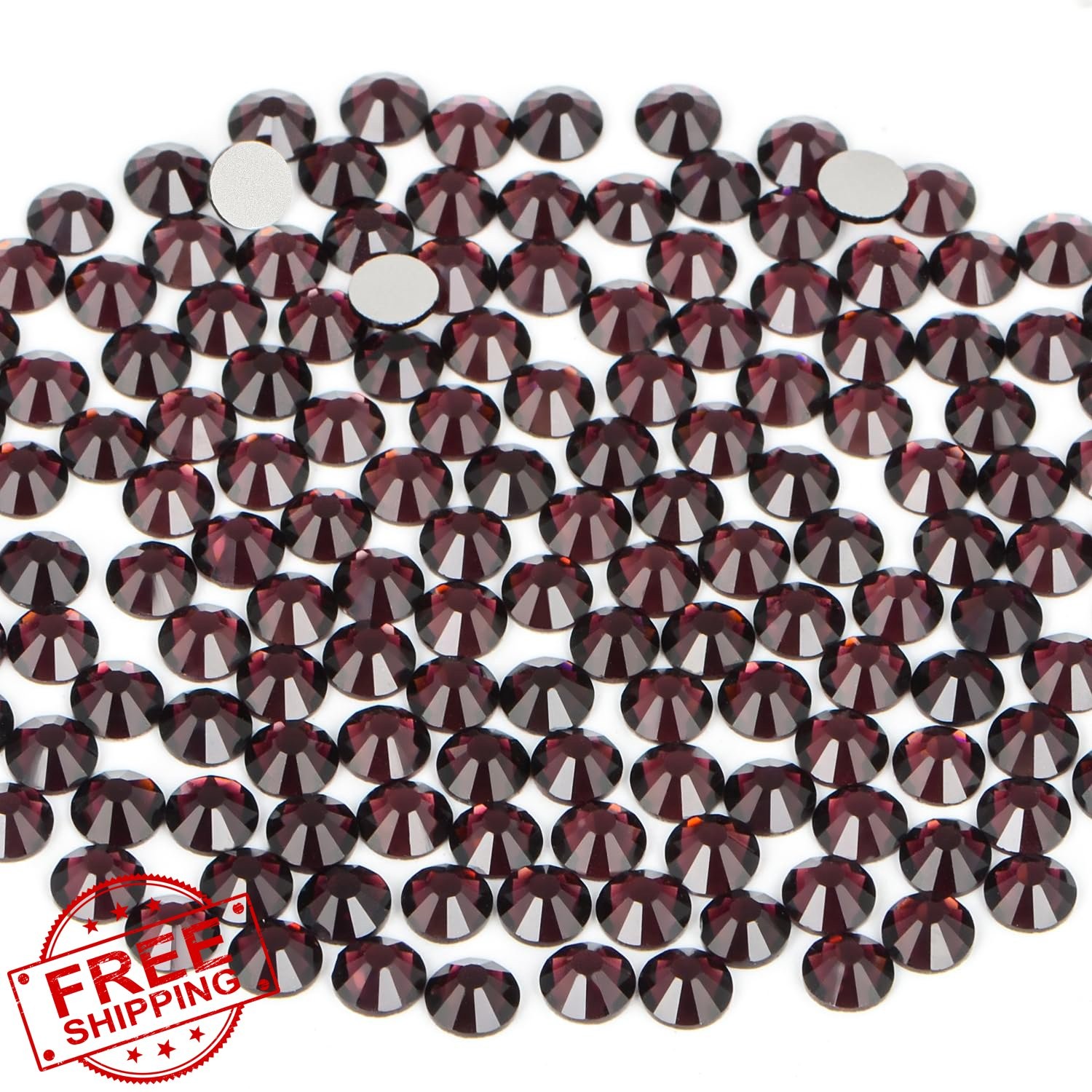CMBYN Rhinestones Amethyst 6.5mm SS30 288pcs Flatback Glue Fix Gems