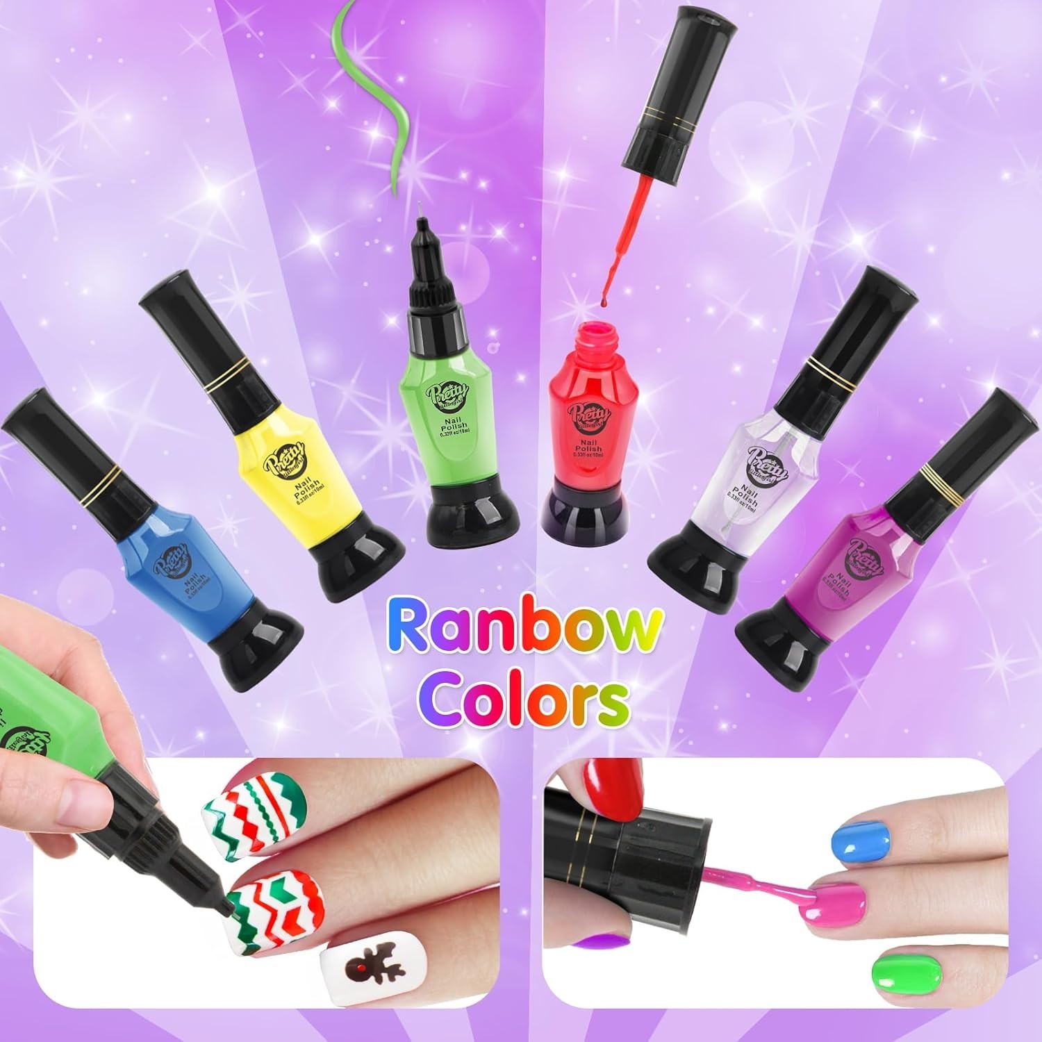Kids Nail Art Kit for Girls Ages 7-12 with Nail Dryer & 2 in 1 Water Based Na…