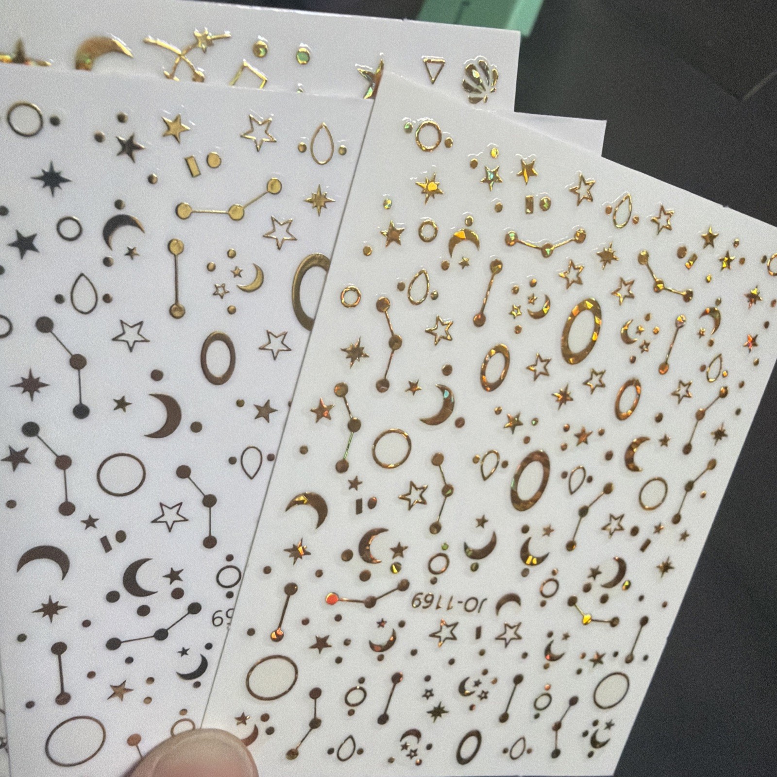 Laser Gold 12 Constellation Galaxy Moon Stars 3D Nail Art Sticker