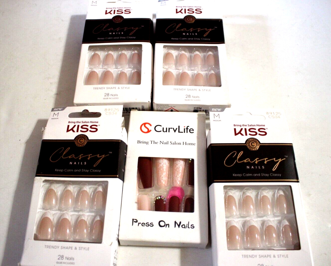 4-PACK PLUS BONUS CLASSY NAILS KISS 89125 CS04 TRENDY NAILS MEDIUM