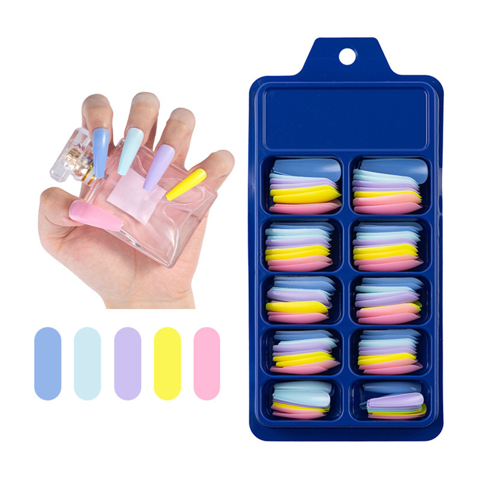 100PCS Fake Nails Wearable Colorful Designs Press Long Ballerina Coffin False US