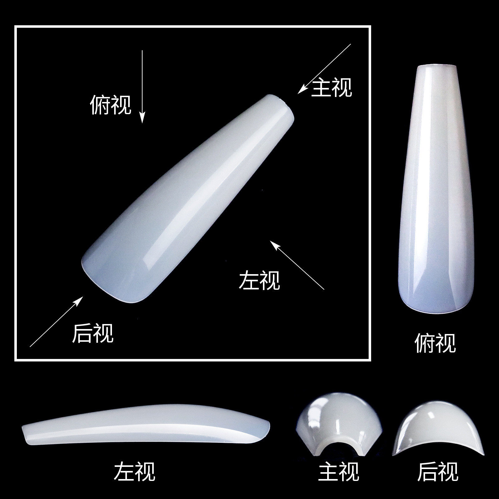 500 Pcs Acrylic Ballerina Fake Nails Coffin Full Cover Nail Art Tips Extra Long