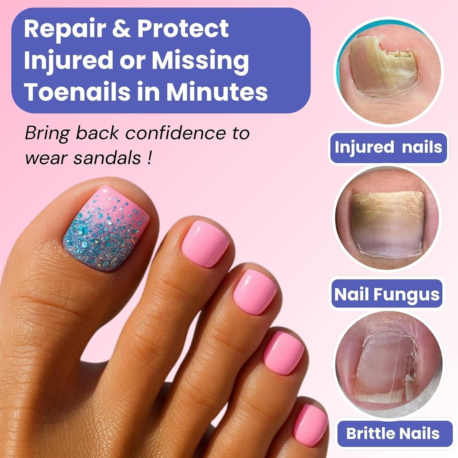 Toe Dual Form, Wider 16 Sizes Pre-Etched Polygel Toenail Forms Reusable,Fast Toe