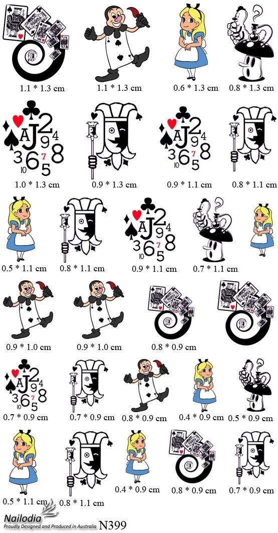 Alice in Wonderland Inspired Nail Art Decal Sticker Water Transfer Slider