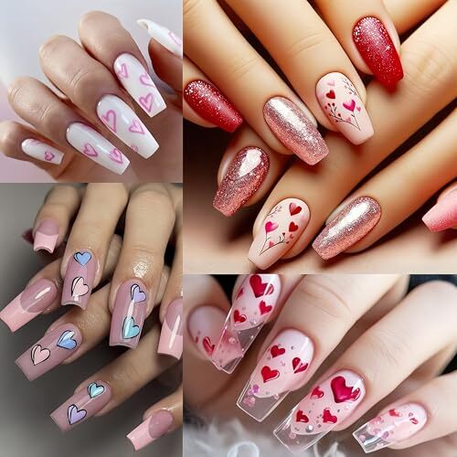 5Pcs Valentine’s Day Nail Art Stickers Rose Heart Flower Nail Stickers 3D Self