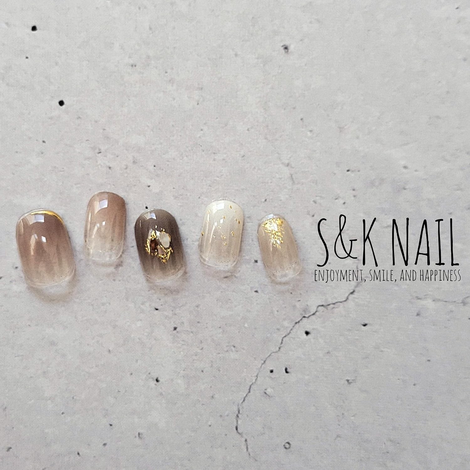 Nail Stickers Cafe Mocha Nuance & Mirror Gel-Style 20pcs Japan