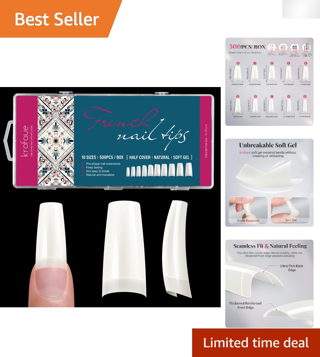 Versatile 500pcs Half Cover Acrylic Tips – Perfect for Nail Art Lovers & Gifts