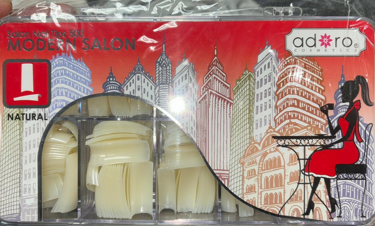 Adoro Modern Salon Nail Tips in Clear & Natural 500 Pcs
