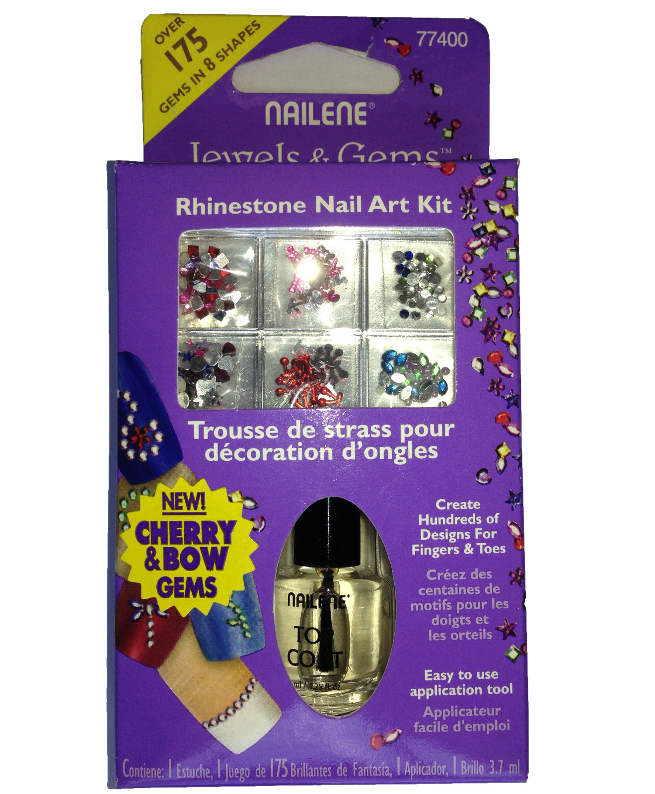 Nailene Rhinestone Manicure Nail Art Kit Over 175 Jewels & Gems Glitter Shapes