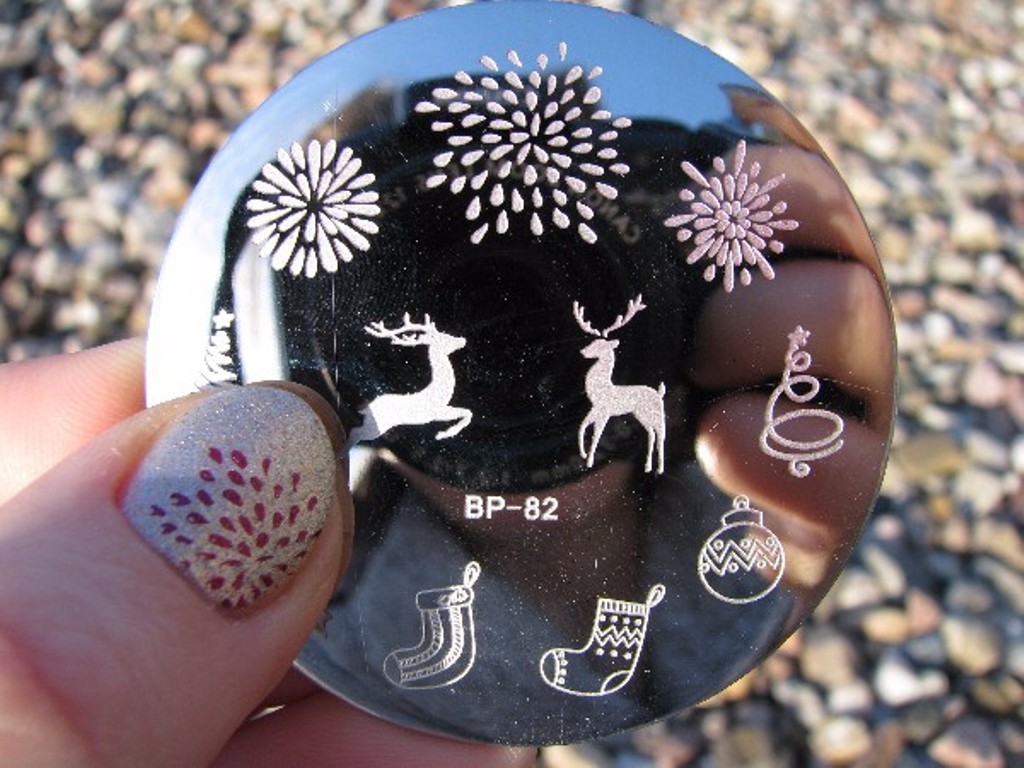 Christmas Tree Deer Fireworks Manicure Nail Art Stamping Template Image Plate
