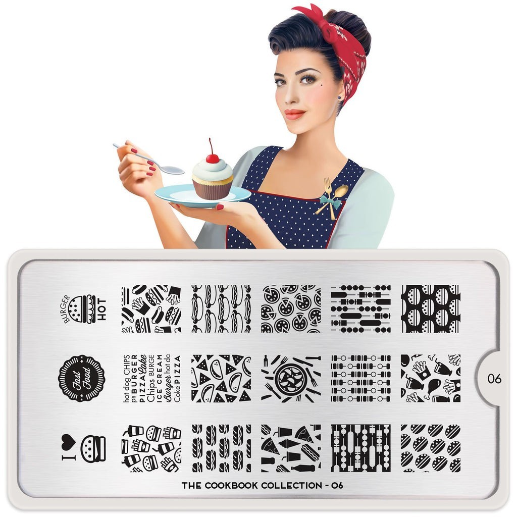 MoYou-London Cookbook Collection 06 Nail Stamping Plate Fast Food Hamburger