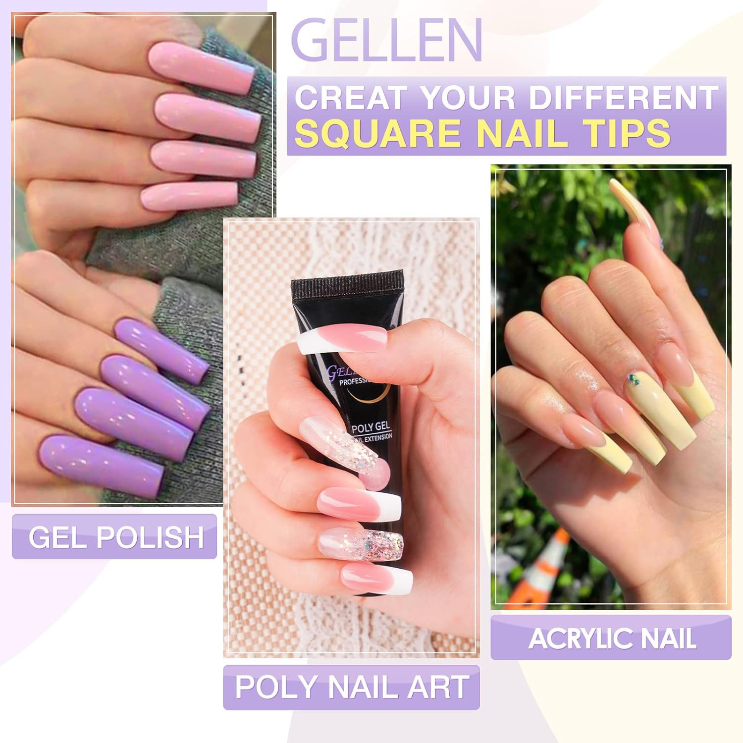 Gel Nail Extension X Kit, 240PCS Long Square Tips with UV Light | All-In-One Set