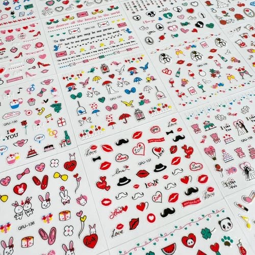 2000Pcs Heart Nail Stickers 3D Self-Adhesive Stickers 1030 Stickers 1030-27