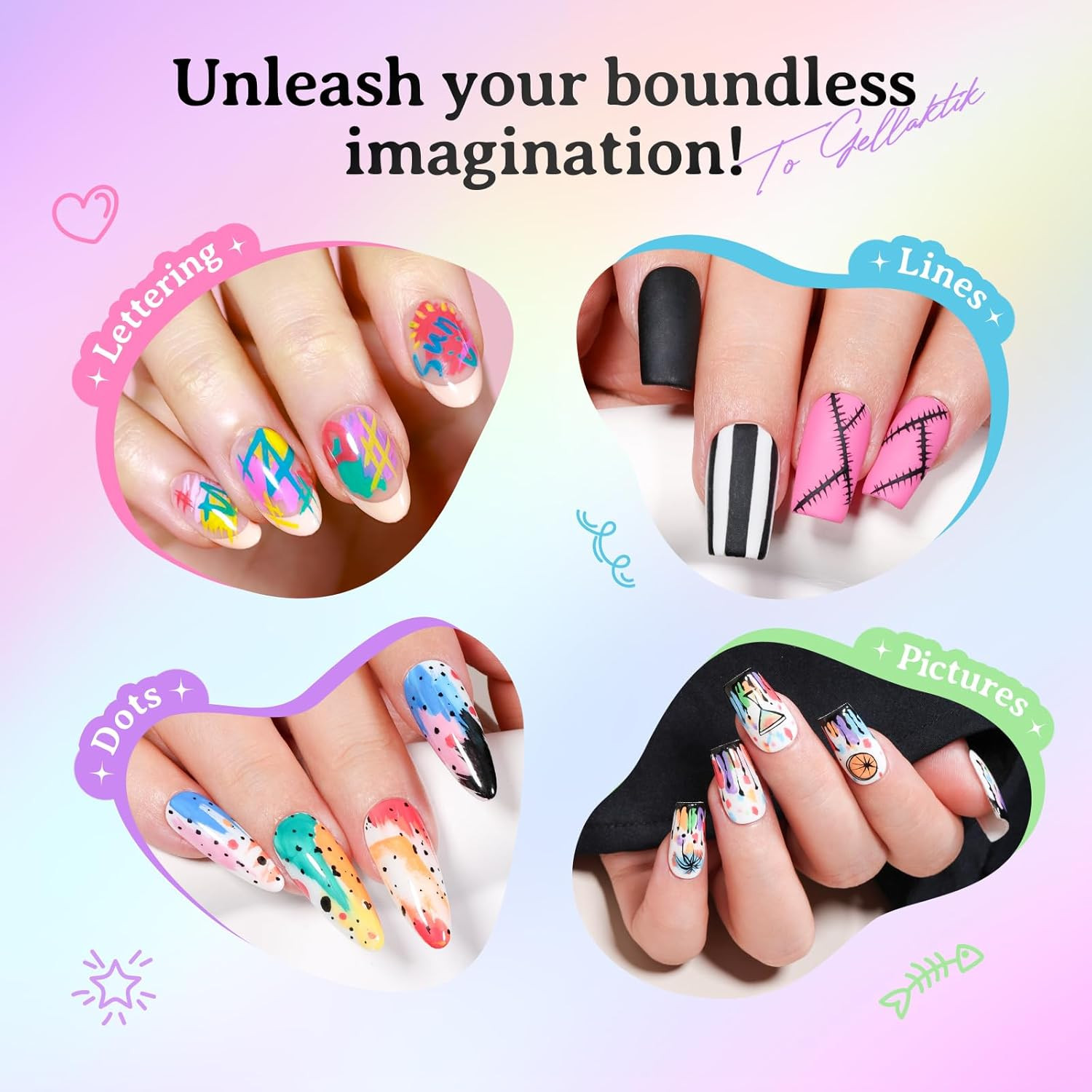 24-Color Nail Art Pens Set, Dual-Tip Quick Dry Non-Toxic for DIY Designs