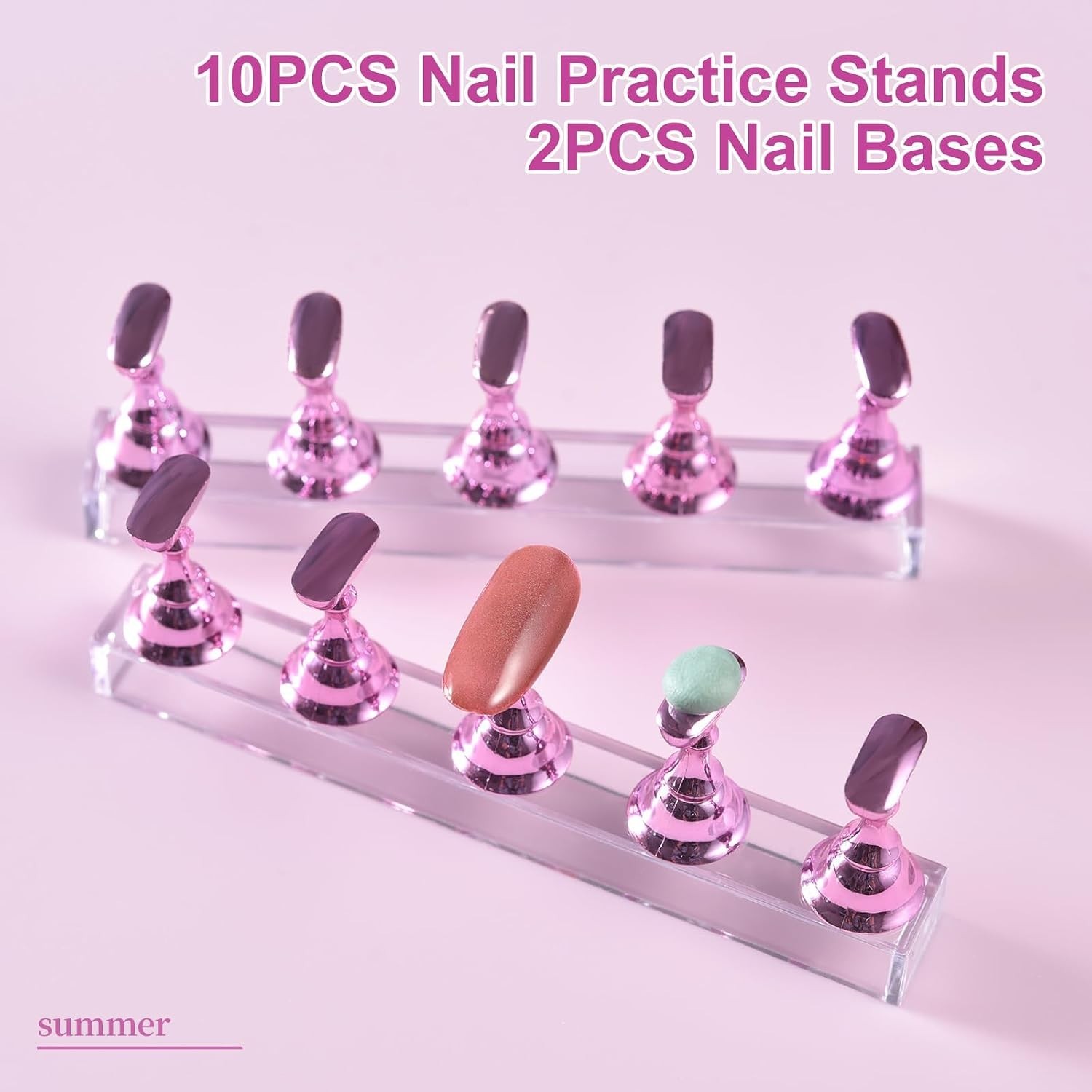 Elegant 2 Sets Nail Art Stand with Magnetic Design for Press-On Nails Practice