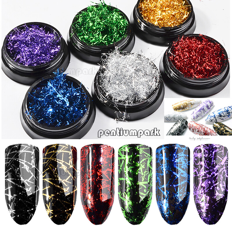 6Pcs/Set Filament Platinum Foil Wire for Nail Art Tips 3D Decoration 6 Colors