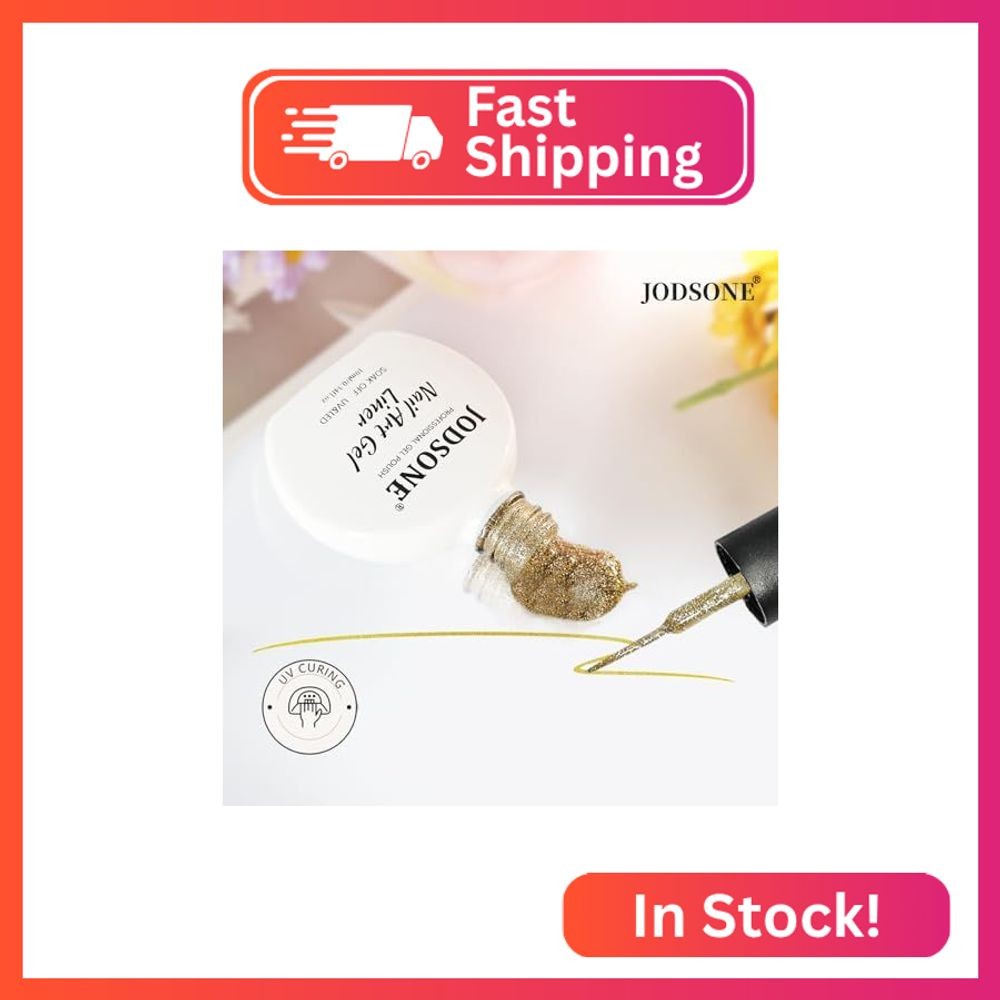 JODSONE Glitter Gold Swirl Nail Art Liner Gel Polish,10ml Classic Color 3D Nail