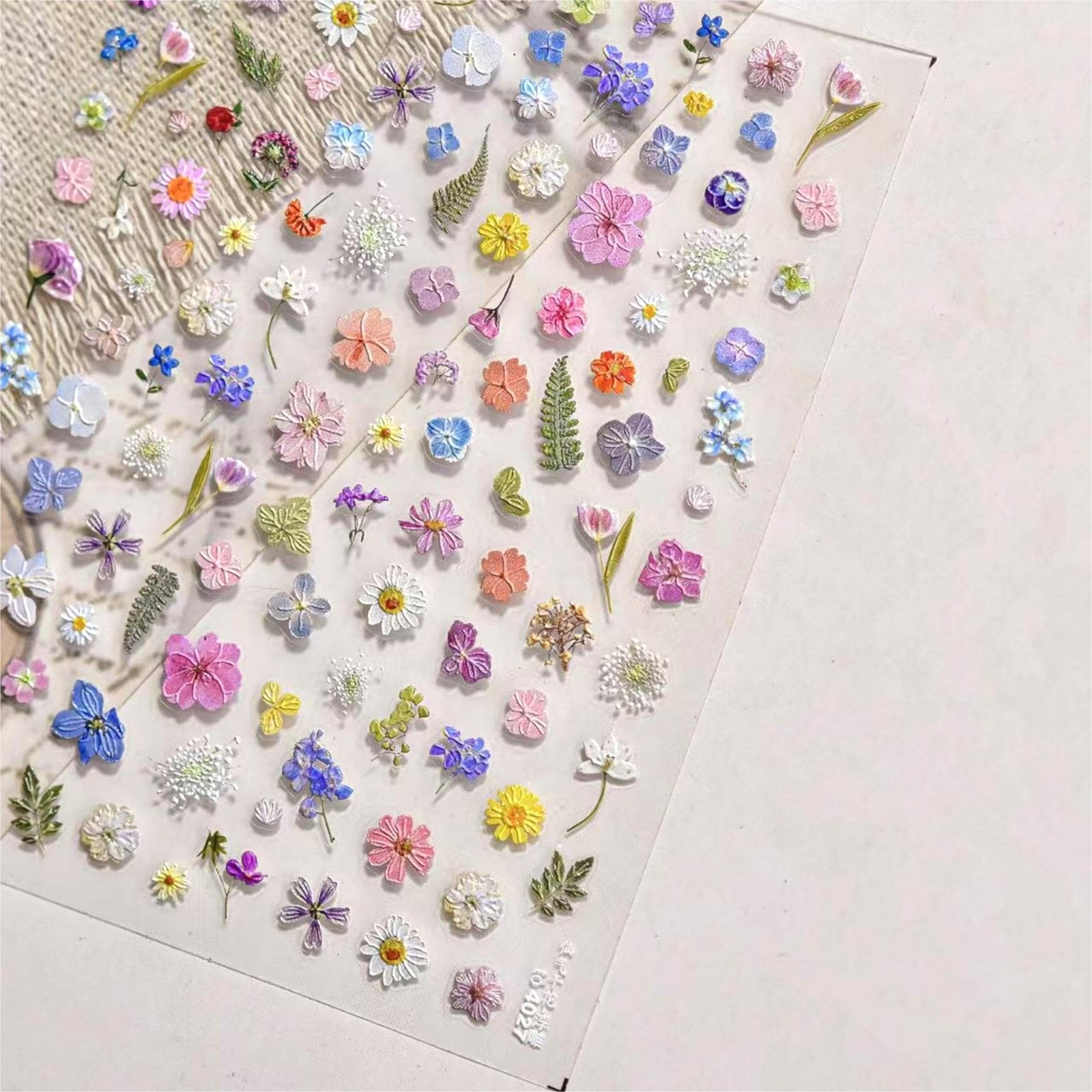 Dried Wildflowers Nail Stickers 5D Embossed Wildflower Nail Stickers Spring S…