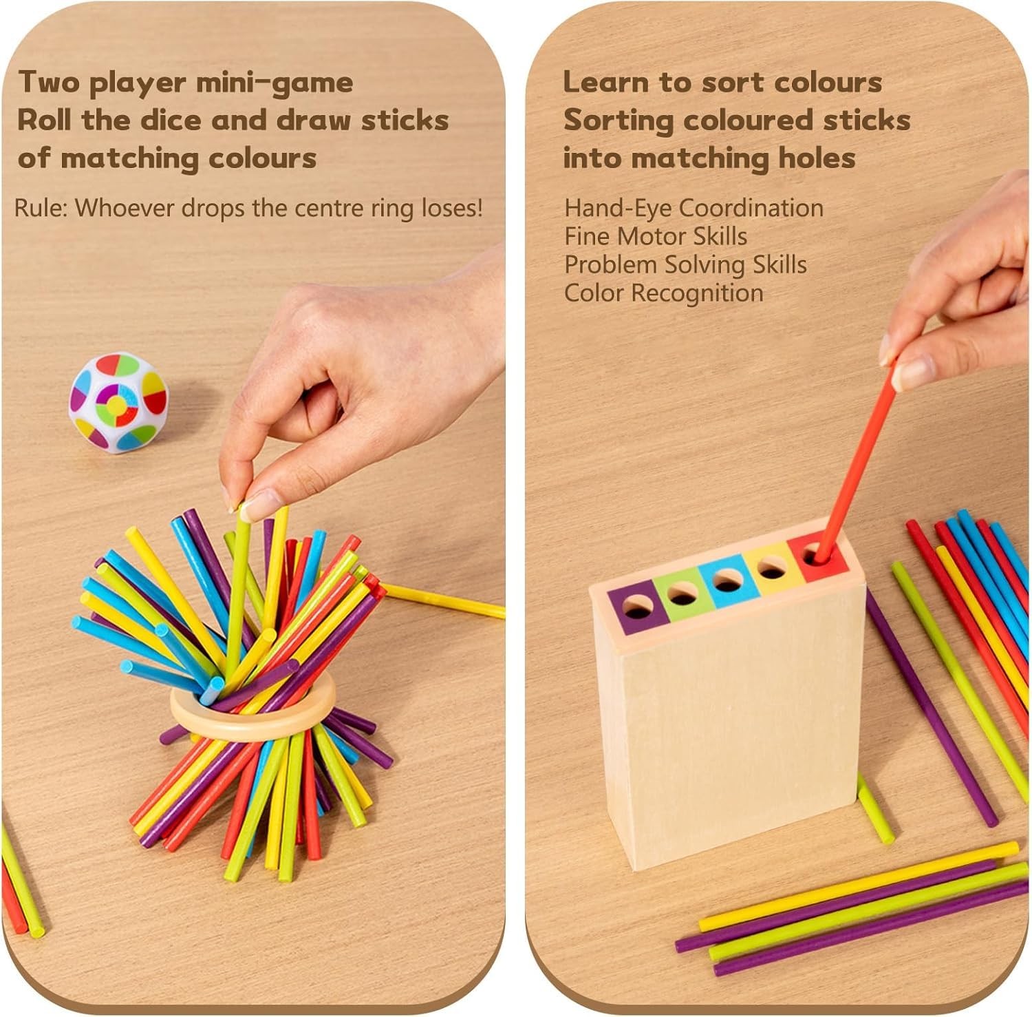 Montessori Game 3.7 inches (W) x 8.35 (L), Red, Blue, Green, Yellow