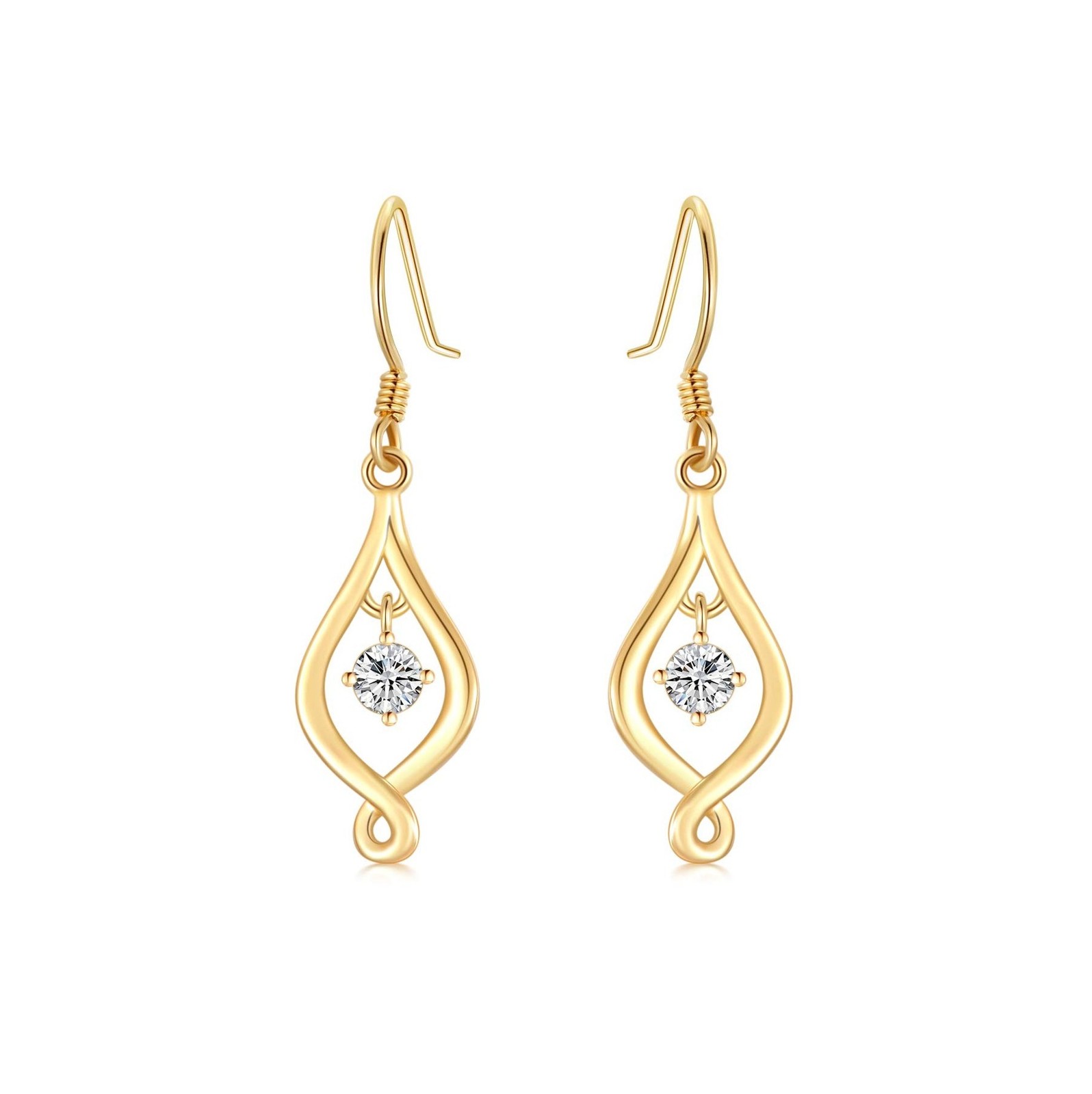 SISGEM 10K Solid Gold Infinity Drop Earrings for Women,Yellow/White Gold Mois…