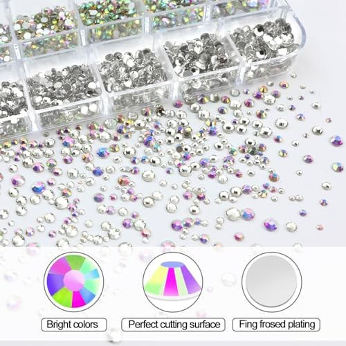 Clear Nail Art Rhinestones Charms Flatback Nail Pearls Rhinestones 01-Colorful