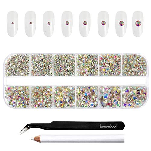 Rhinestones for Makeup,8 Sizes 2500pcs Flatback Rhinestones Eye Crystal AB