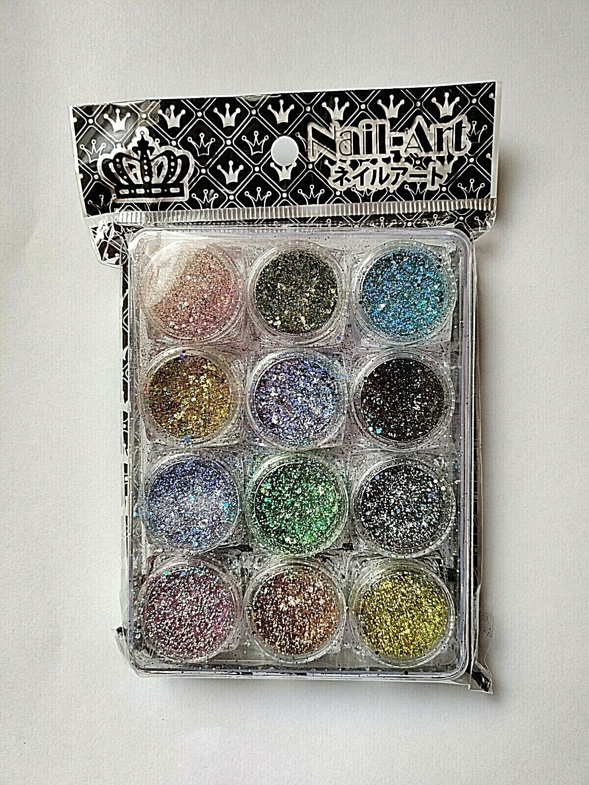 12pcs Color Glitter Dust Powder Tip Decoration Nail Art Gel Polish Nails