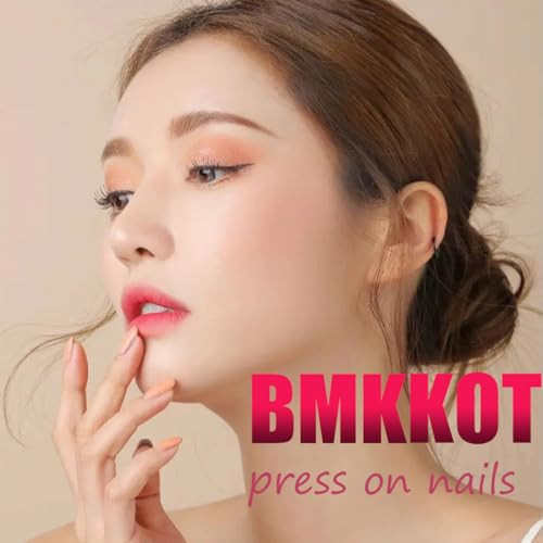 24Pcs BMKKOT Short Press on Nails White French Tip Fake Nails Pink Full Cover