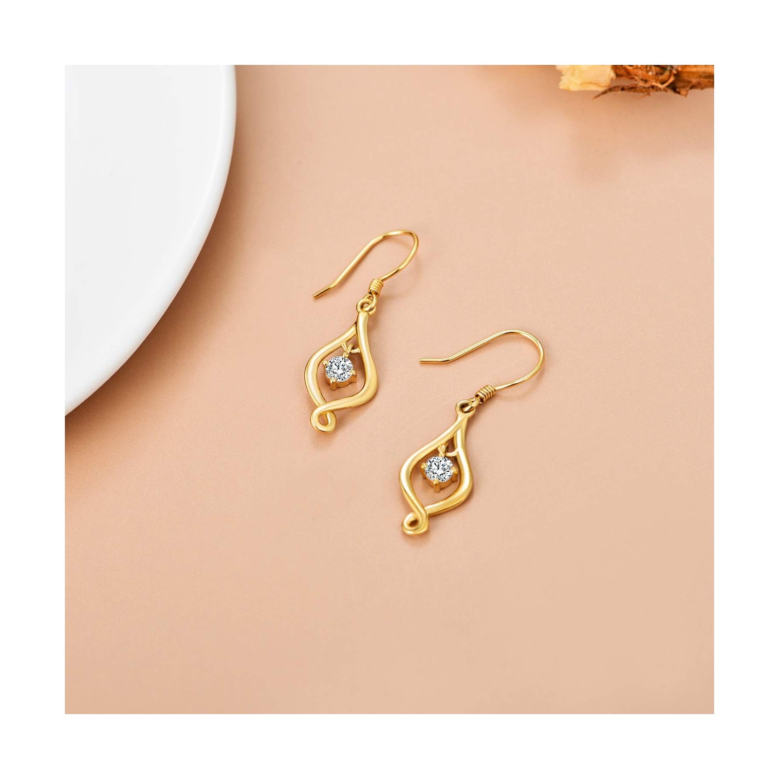SISGEM 10K Solid Gold Infinity Drop Earrings for Women,Yellow/White Gold Mois…
