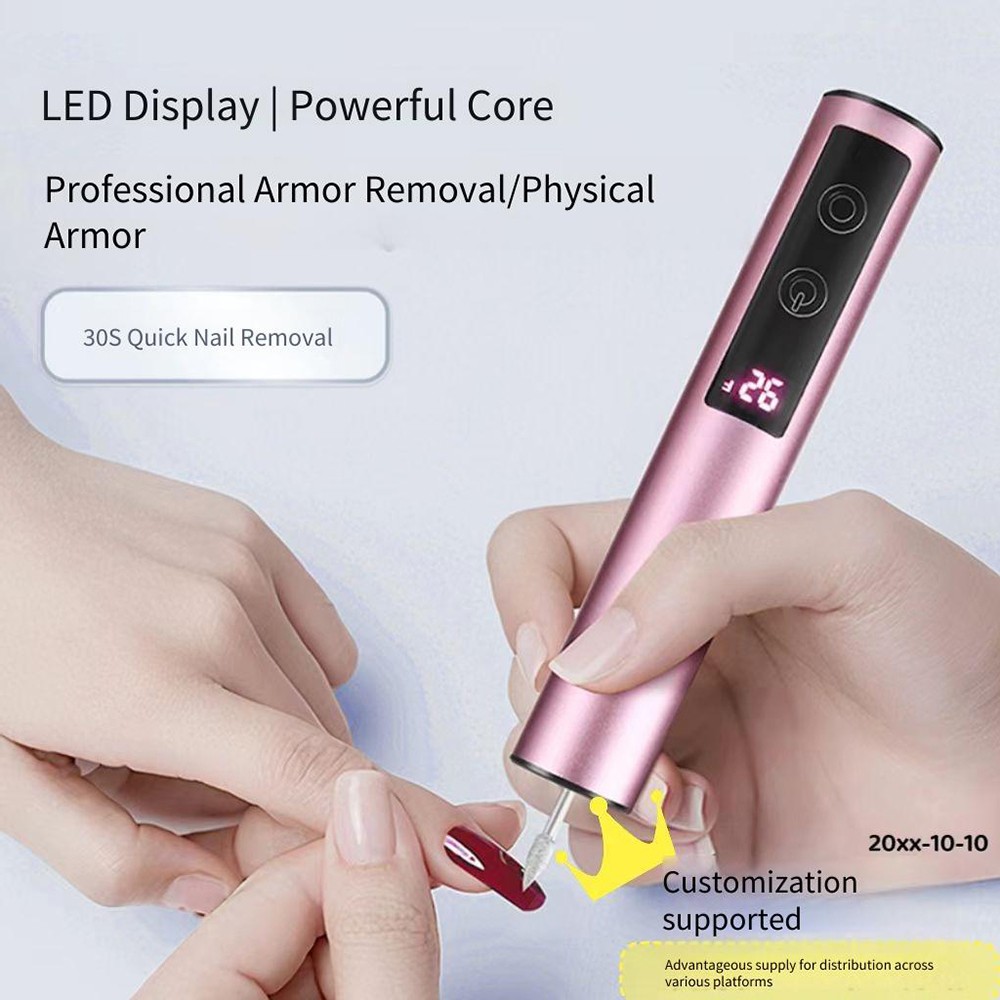 Pro Rechargeable Nail Drill 20000 RPM Aluminum Alloy Efile Rose Red/Pink